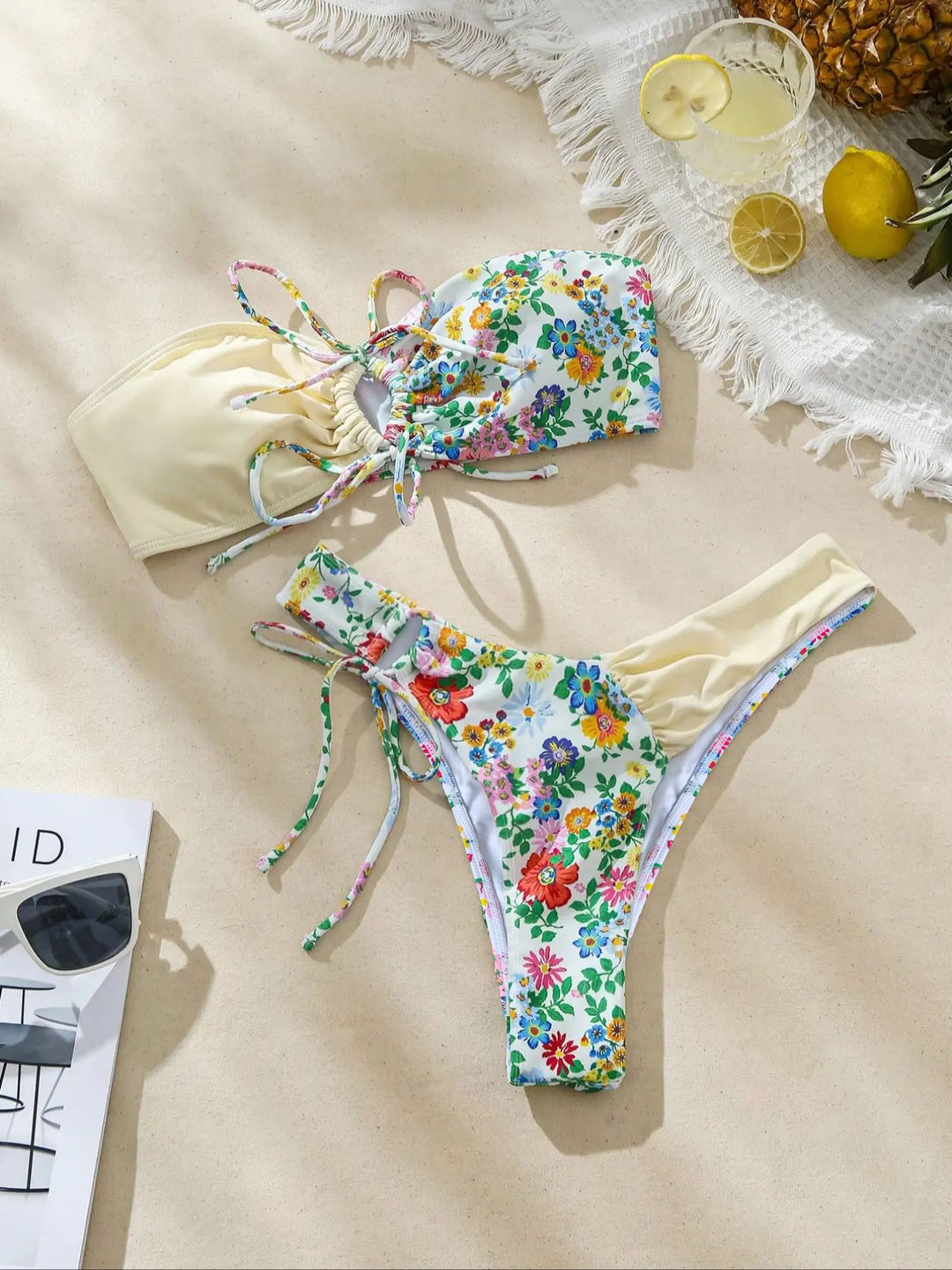 Ladies Cheerful Floral Print Bikini Mune Fashion