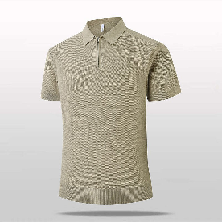 Men's Short Sleeve Polo Shirt with Zipper Mune Fashion