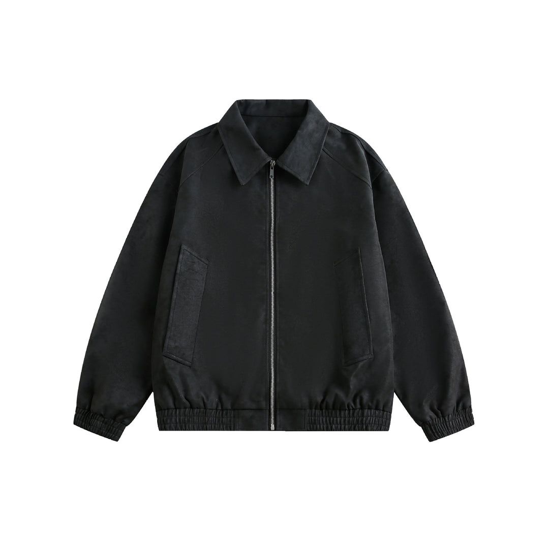 Women's short cut boxy transitional jacket with shirt collar and elastic hem Mune Fashion