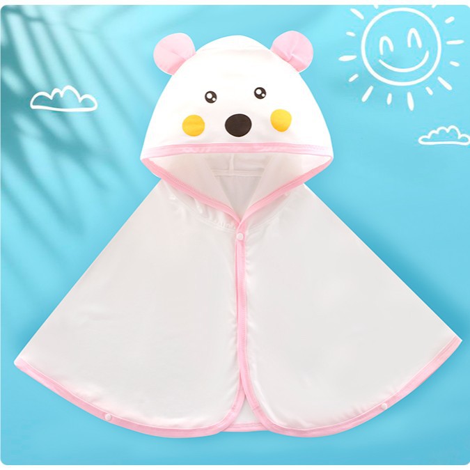 Unisex soft hooded poncho for babies with bear ears and draped bath poncho made of microfiber Mune Fashion