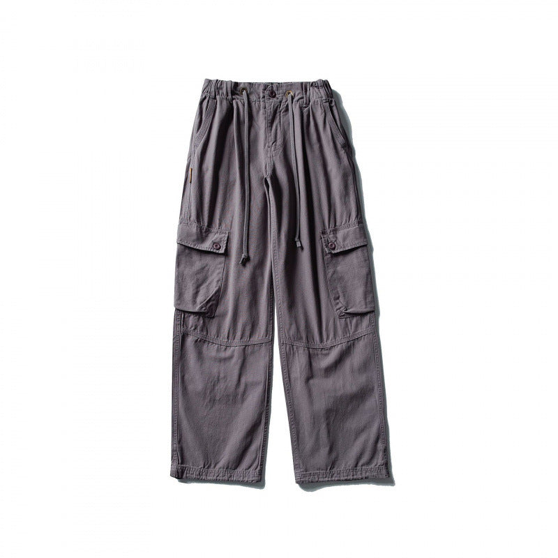 Men's cargo pants with wide leg, elastic drawstring waistband, and patch flap pockets Mune Fashion