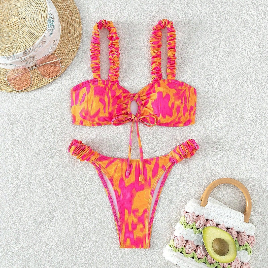 Women's High-Cut Bikini with Ruffle Details Mune Fashion