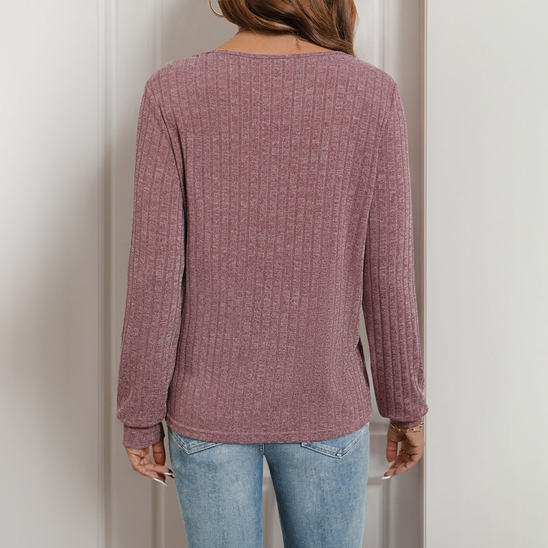 Women Ribbed Layering Top with Decorative Button Placket, Square Neckline and Fitted Silhouette Mune Fashion
