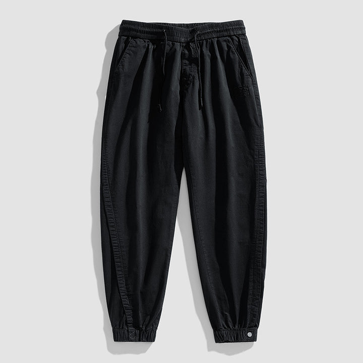 Herren Leichte Baumwoll-Joggerhose mit Tunnelzug, elastischem Knöchelabschluss und dezenter Logostickerei Mune Fashion