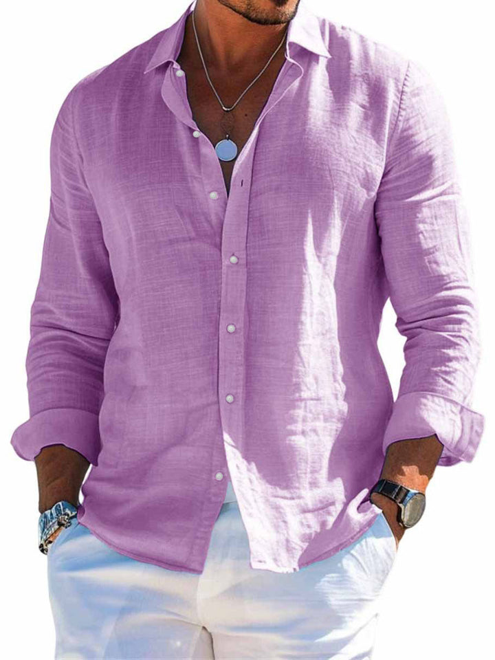 Men's structured linen shirt with open collar, lightweight texture and casual-tailored fit Mune Fashion
