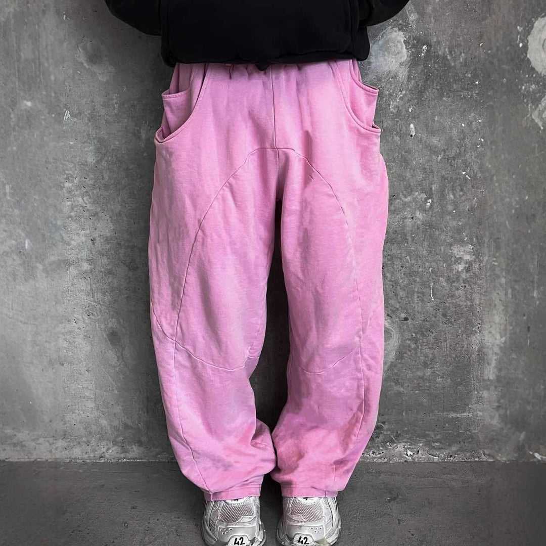 Men's Nan Oversized Leisure Joggers with Curved Seam Details, Drawstring Waistband and Elastic Leg Openings Mune Fashion