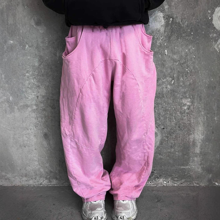 Men's Nan Oversized Leisure Joggers with Curved Seam Details, Drawstring Waistband and Elastic Leg Openings Mune Fashion