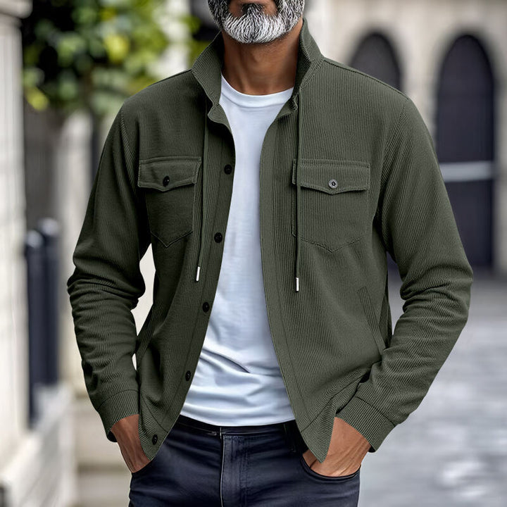 Men's corduroy overshirt jacket with patch chest pockets, structured ribbed quality and continuous button placket Mune Fashion