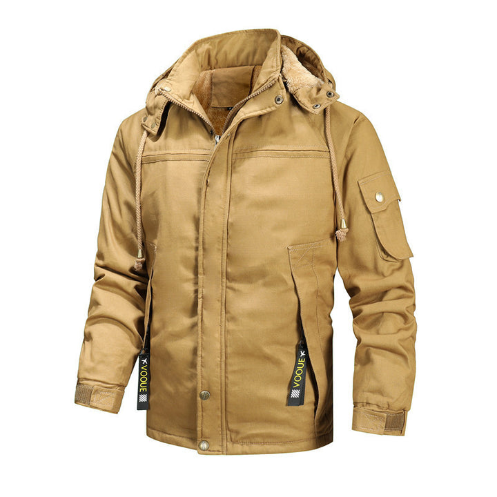 Men's waterproof hooded canvas jacket with teddy lining and multifunctional pockets Mune Fashion
