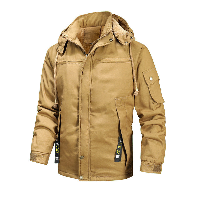 Men's waterproof hooded canvas jacket with teddy lining and multifunctional pockets Mune Fashion