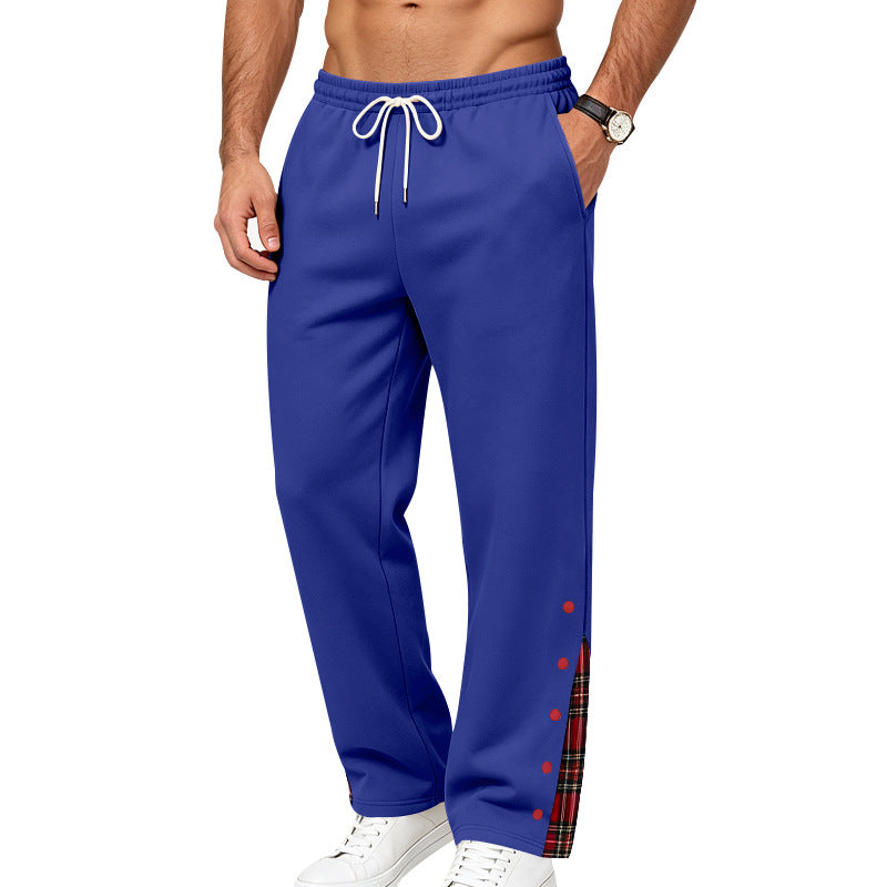 Men's Loose Jogging Pants with Check Insert and Snap Button Details Mune Fashion