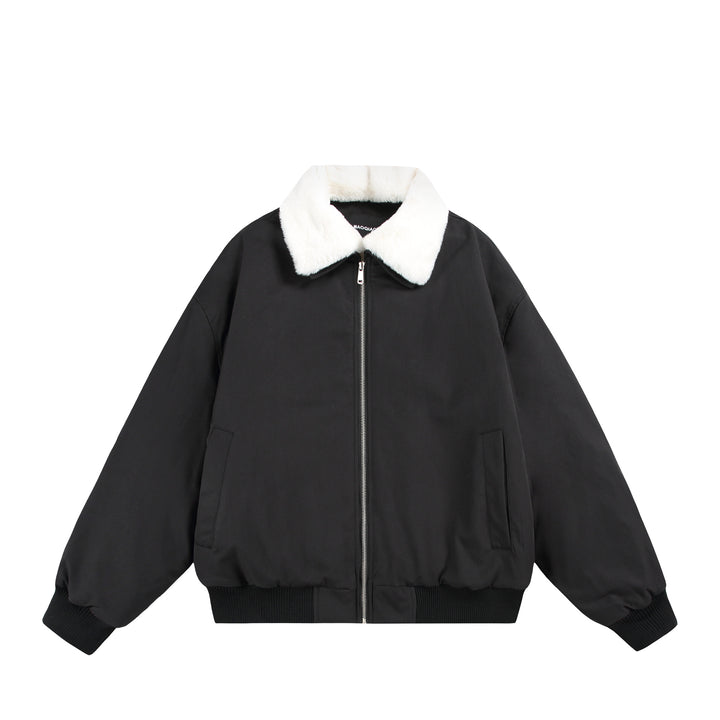 Men's Boxy Bomber Jacket with Teddy Collar and Ribbed Hem Mune Fashion