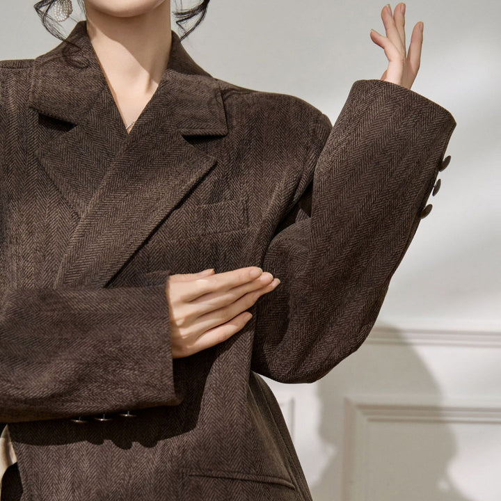 Women's Elegant and Versatile Blazer with Waist Belt Mune Fashion