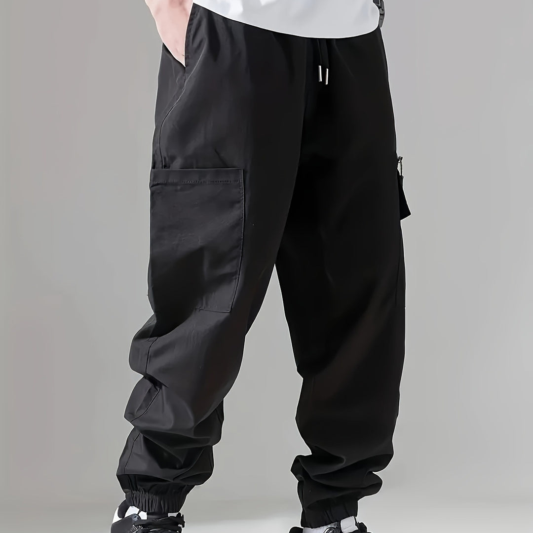 Men's cargo jogging pants in utility style with sealed zipper pocket & elastic leg cuffs Mune Fashion