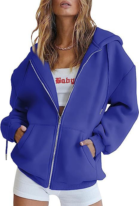 Women oversized hoodie jacket with full zip and kangaroo pockets Mune Fashion