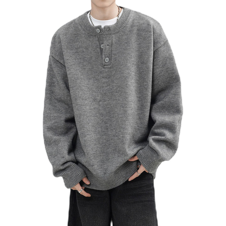 Men's Casual Chunky Knit Sweater with Button Placket Mune Fashion
