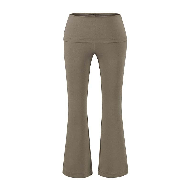 Women's High Waist Flared Pants with Stretch Jersey Waistband Mune Fashion