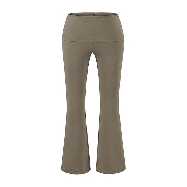 Women's High Waist Flared Pants with Stretch Jersey Waistband Mune Fashion