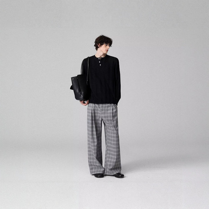 Men's Wide-Cut Checked Carrot Pants Mune Fashion