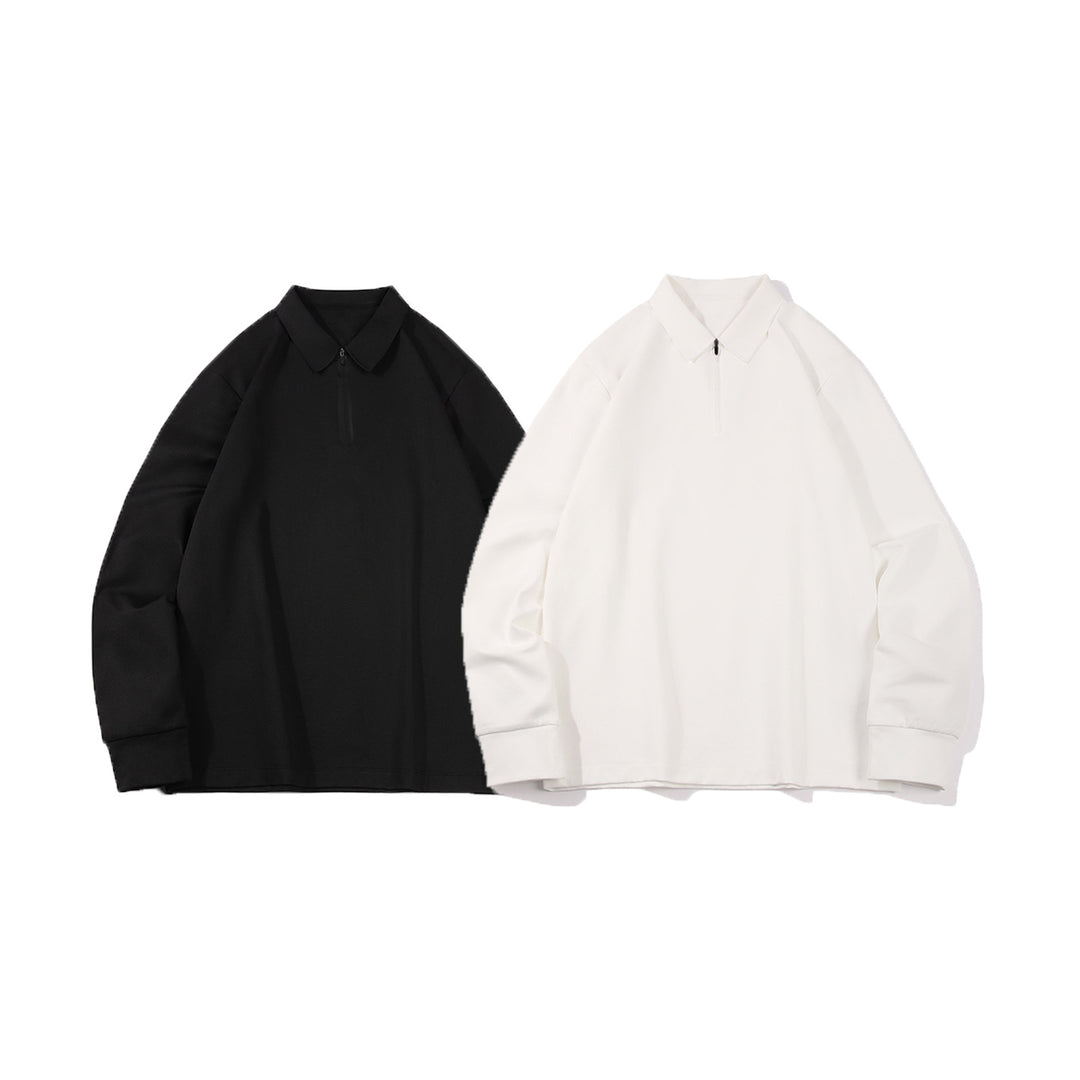 Unisex Oversized Halfzip Pullover with Shirt Collar and Technical Scuba Fabric Drune