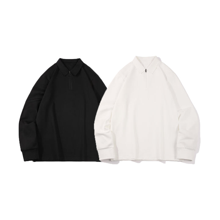 Unisex Oversized Halfzip Pullover with Shirt Collar and Technical Scuba Fabric Drune