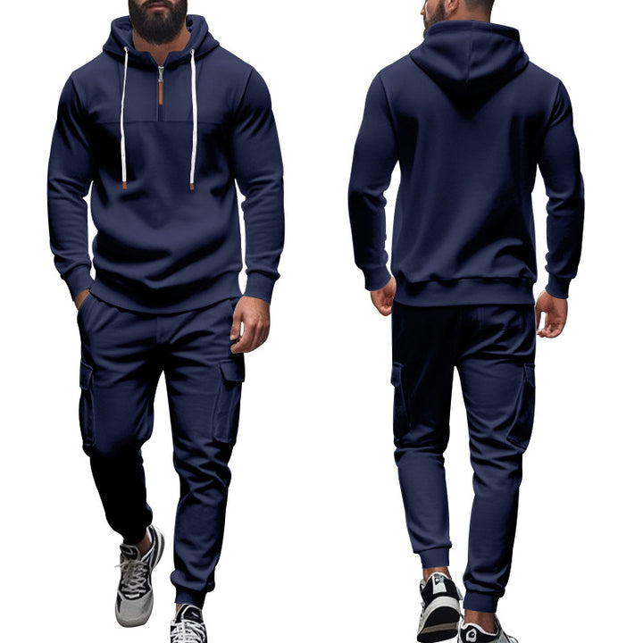 Men's nano cargo jogging suit with half-zip hoodie and tapered cargo pants Mune Fashion