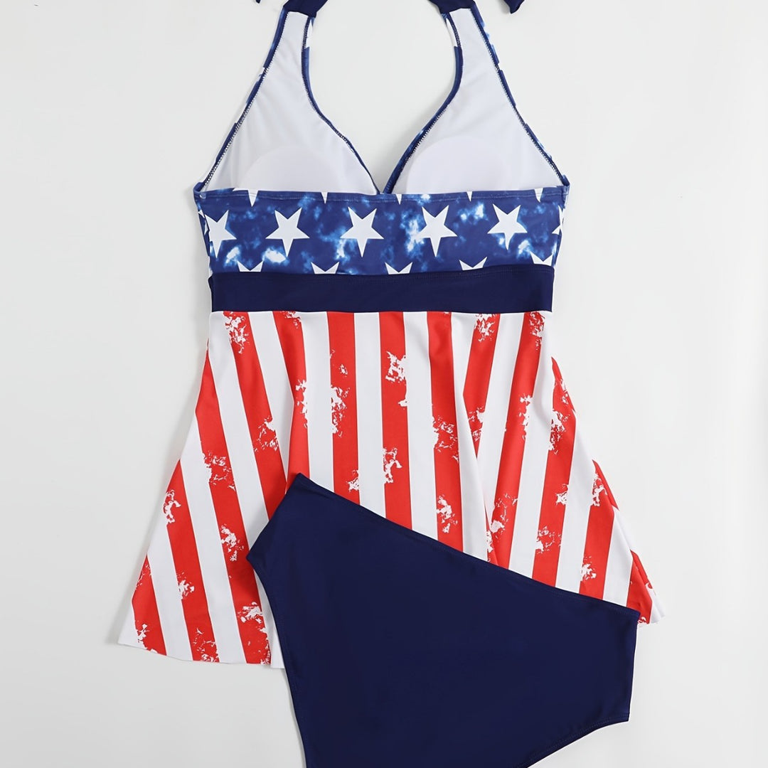 Women's swimsuit with fashionable star and stripe pattern Mune Fashion