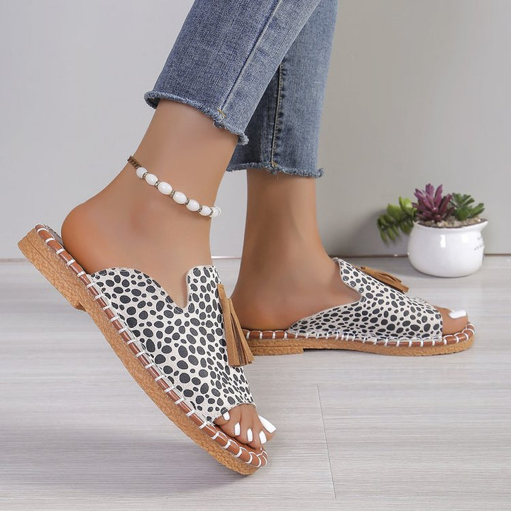 Damen Offene Pantoletten mit Quaste im Espadrille‑Stil Mune Fashion