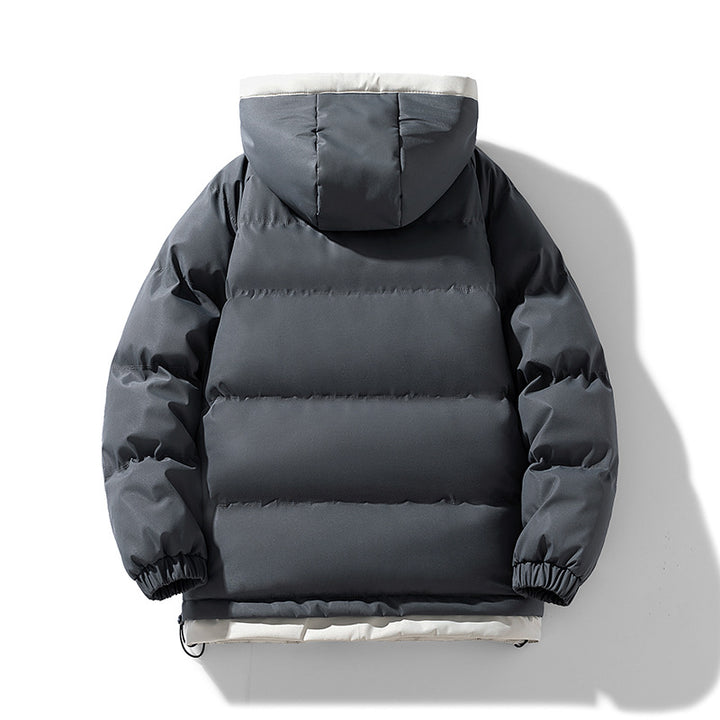 Men's sporty quilted hooded jacket with two-way zip, drawstring, and reflective shoulder stripes Mune Fashion