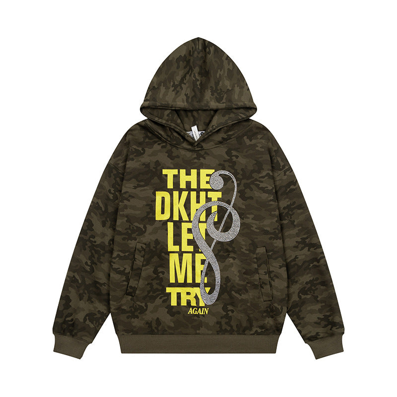 Women's hoodie with rhinestone front print, relaxed fit and side pockets Mune Fashion
