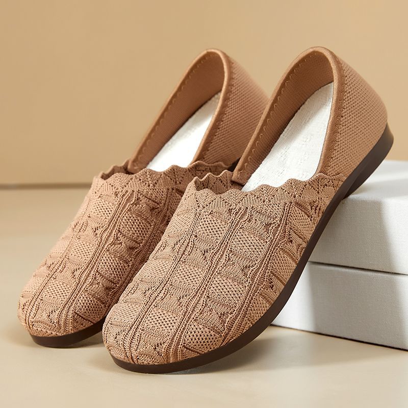 Ladies knitted comfort ballerina slippers with elastic entry, molded cushioned sole, and non-slip flexible outsole Mune Fashion