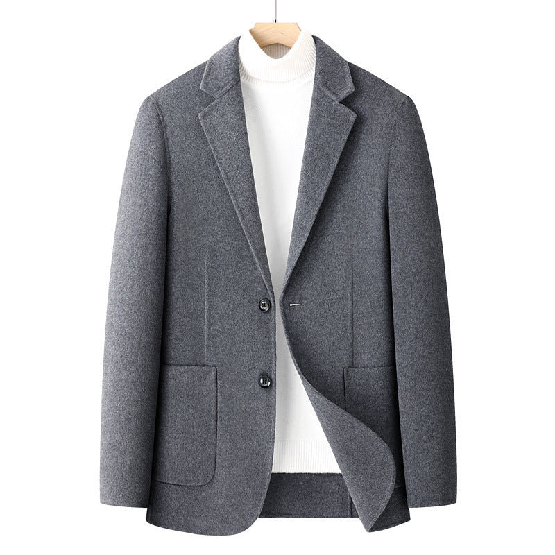 Men's Blazer Herringbone Wool Blend with Two-Button Closure and Patch Pockets Mune Fashion