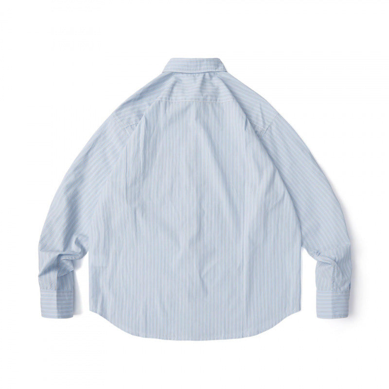 Men's Wide Cut Poplin Shirt with Stripes and Chest Pocket Mune Fashion