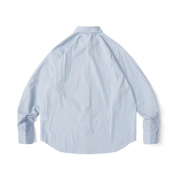 Men's Wide Cut Poplin Shirt with Stripes and Chest Pocket Mune Fashion
