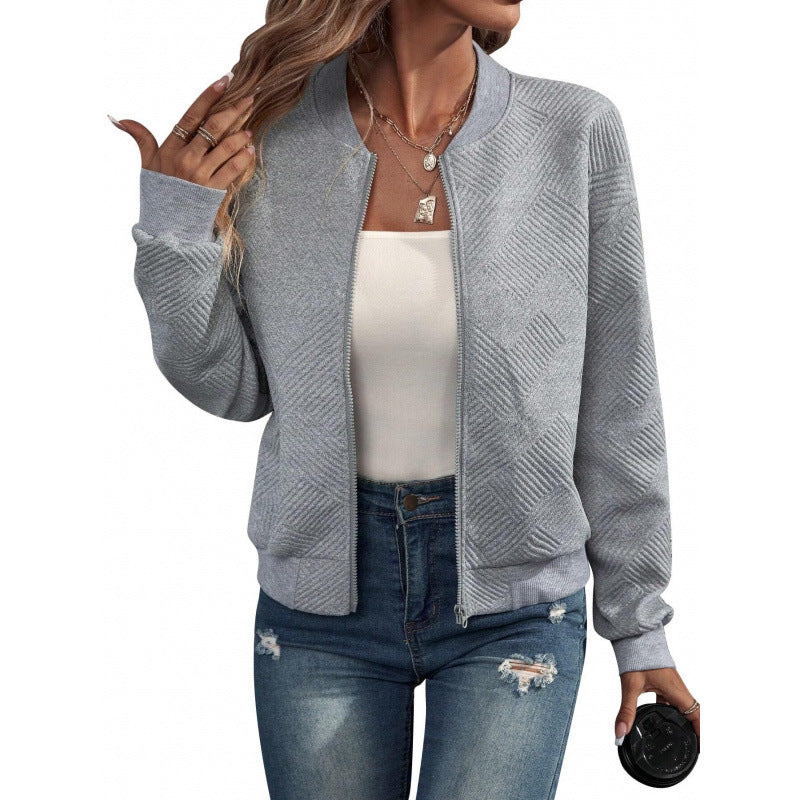 Women's structured knit bomber jacket with full zip and ribbed cuffs Mune Fashion