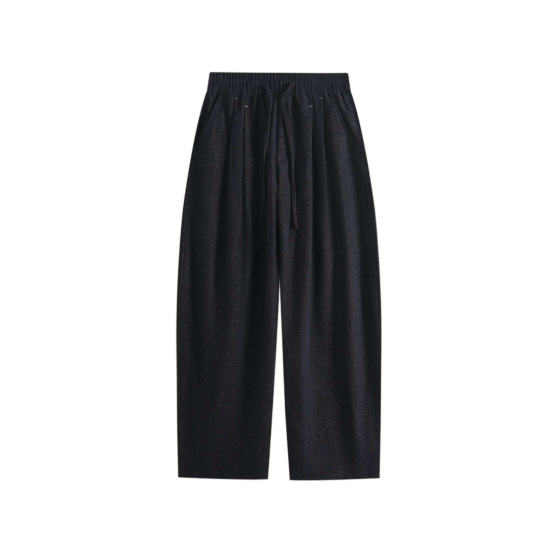 Women Wide Palazzo Pants with Elastic Waistband, Drawstring and Side Pockets Mune Fashion