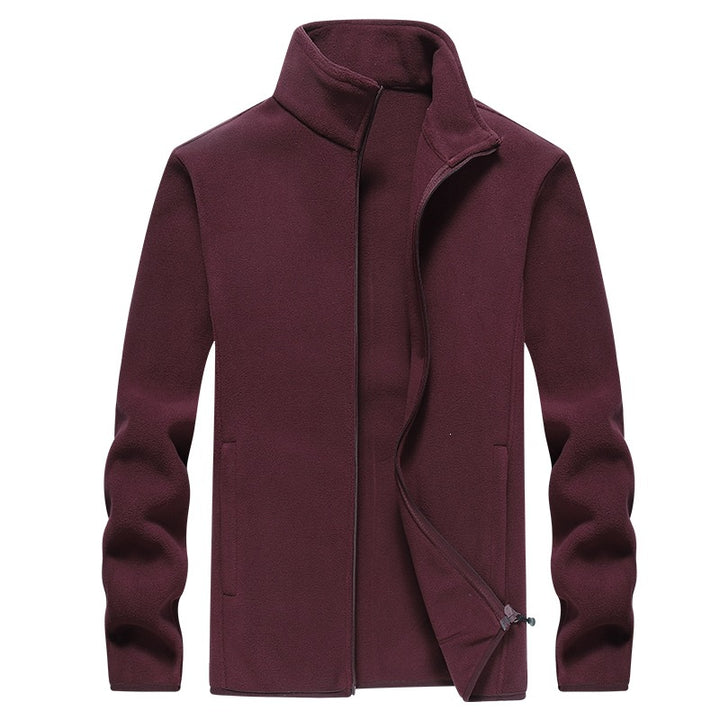 Men's fleece jacket with stand-up collar, full-length zipper & side pockets Mune Fashion