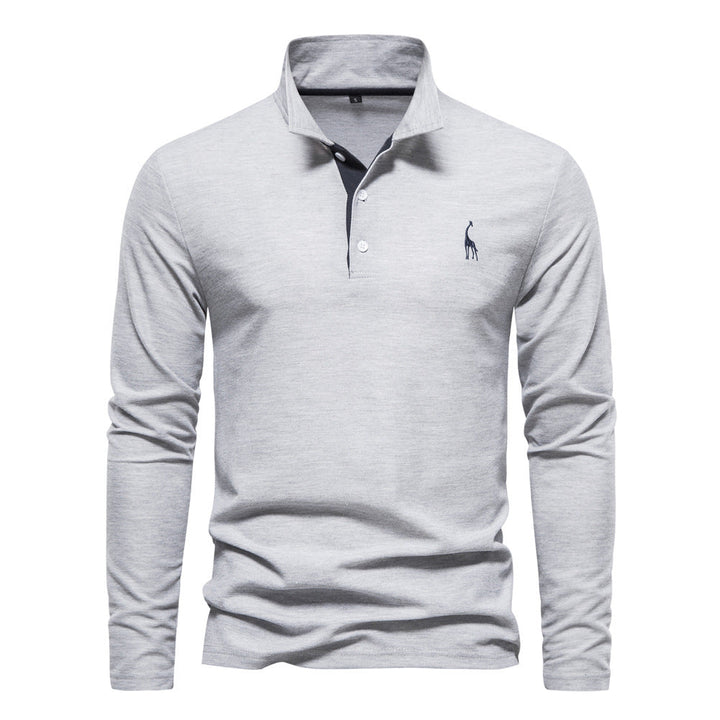 Men's Long Sleeve Polo Shirt with Modern Collar and Breathable Cotton Quality Mune