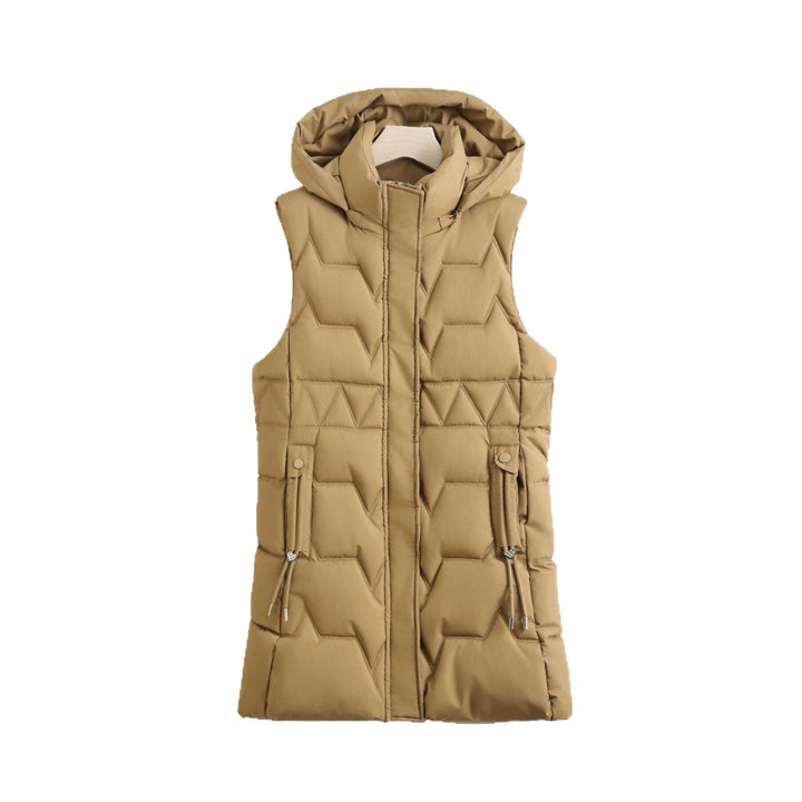 Women's nano thermal quilted vest with hood, drawstring, and concealed zipper Mune Fashion