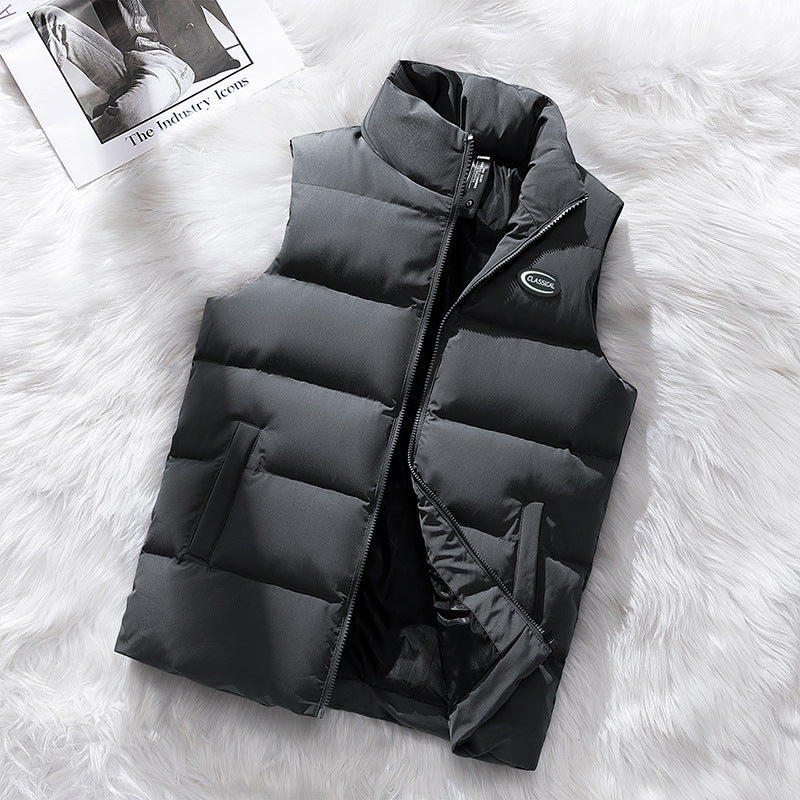 Men's Padded Quilted Vest with Stand Collar and Windproof Thermal Insulation Mune Fashion