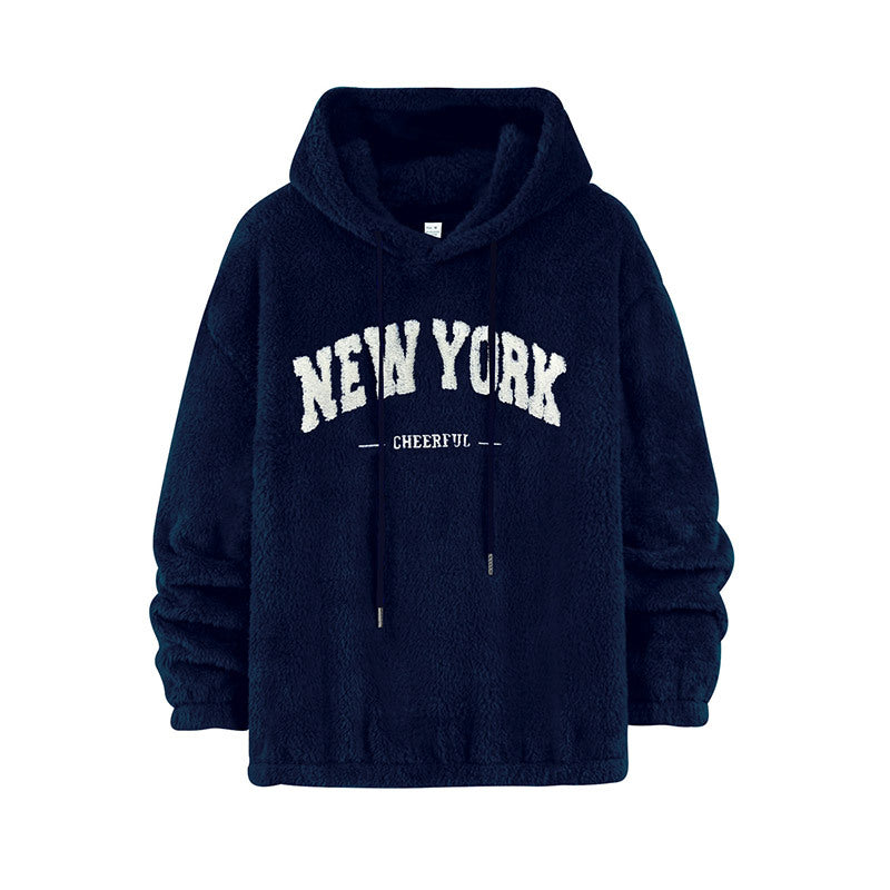 Unisex Cozy Teddy Fleece Hoodie with Chenille Lettering Mune Fashion