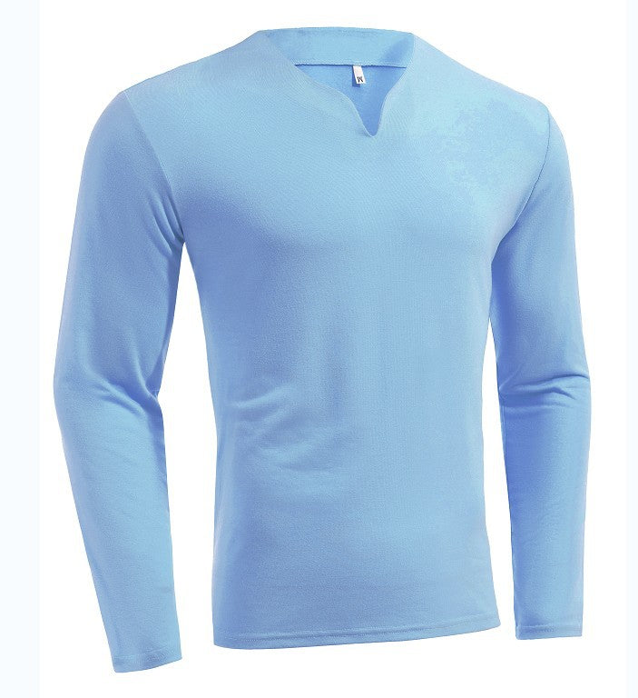 Men's long sleeve shirt with V-neck Slim Fit cotton blend and elastic comfort waistband Mune Fashion