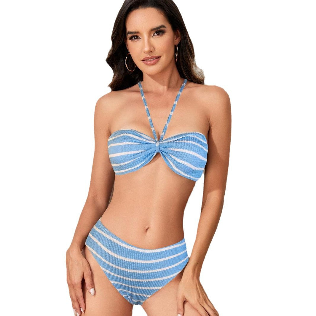 Women Bandeau Bikini Set with High Waist Mune Fashion