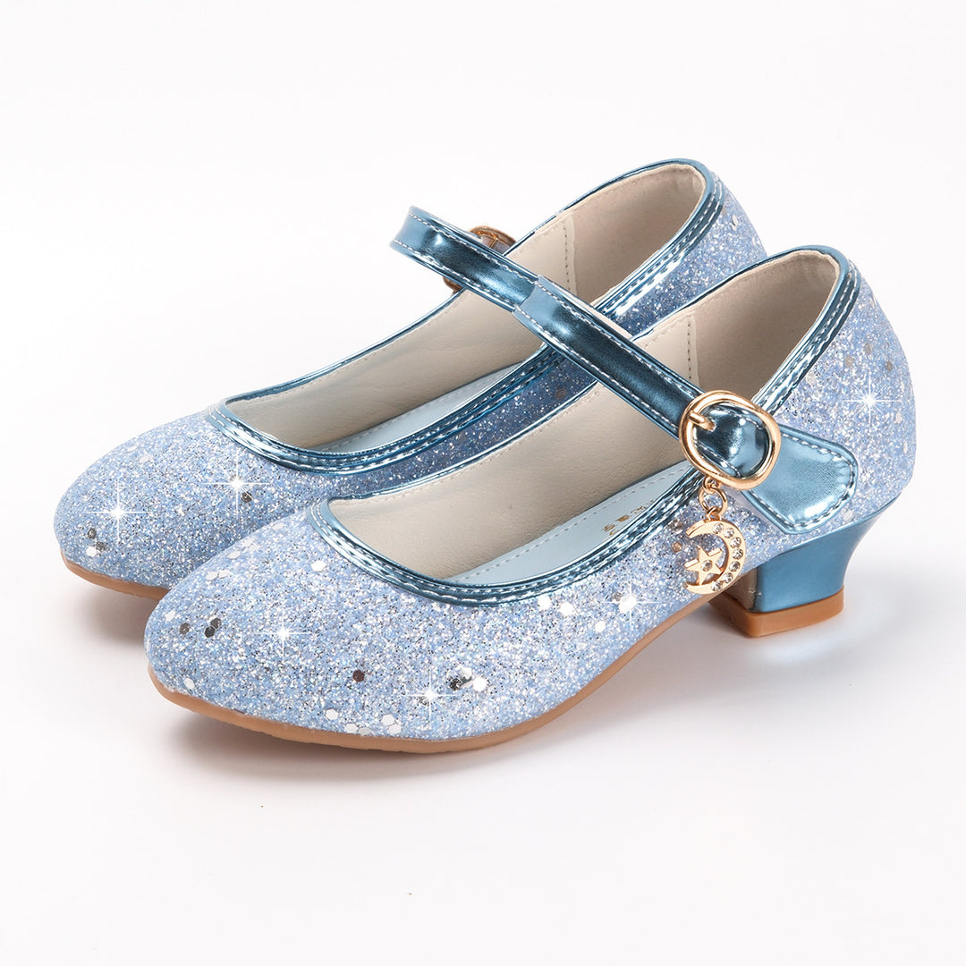 Girls Glittering Mary Jane Shoes with Decorative Buckle Mune Fashion