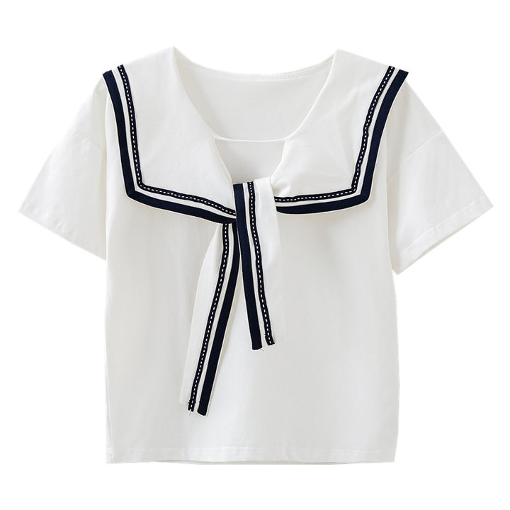 Girl's sailor blouse with modern collar and ruffle details Mune Fashion