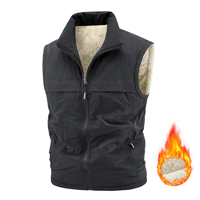 Men's thermo quilted vest with Sherpa lining, high collar and zipper Mune Fashion