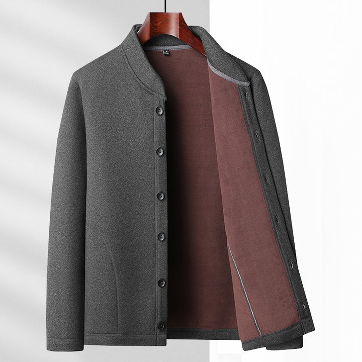 Men's casual stand-collar jacket with soft fleece inner side and concealed seam pockets Mune Fashion