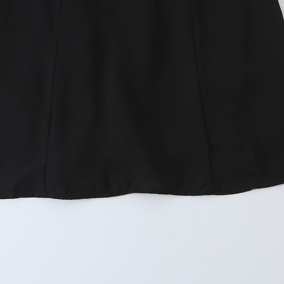 Women's A-line mini dress with ruffled square neckline, tailored silhouette, and tie straps Mune Fashion
