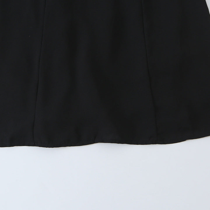 Women's A-line mini dress with ruffled square neckline, tailored silhouette, and tie straps Mune Fashion