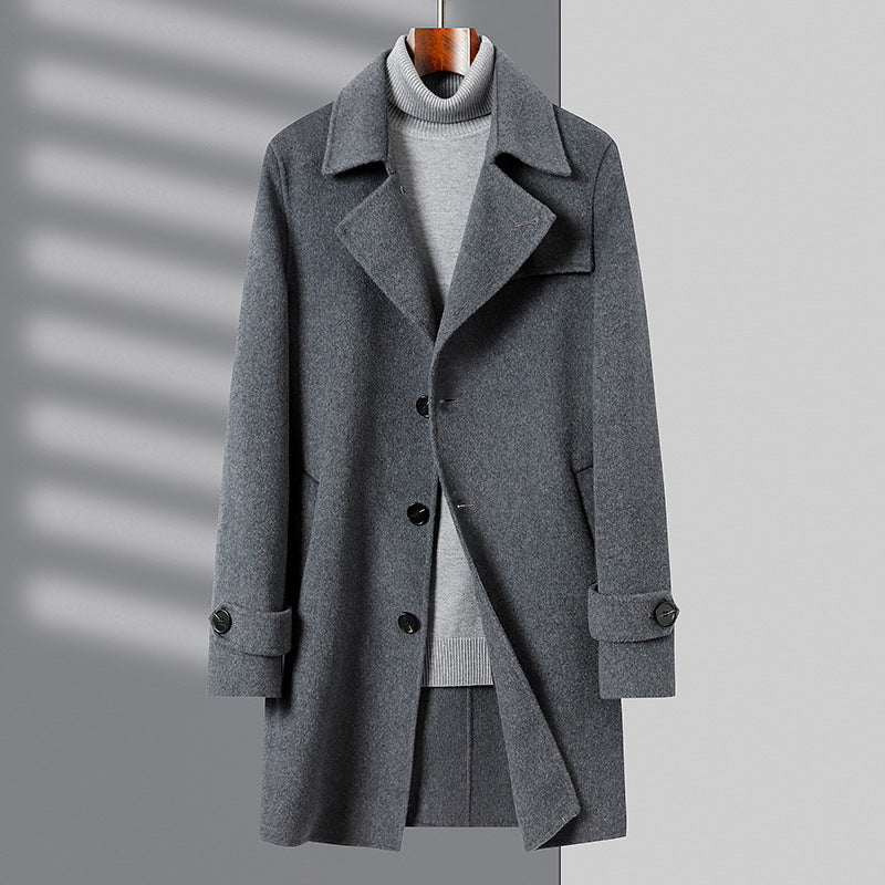 Men's Classic Tailored Wool Blend Coat Drune